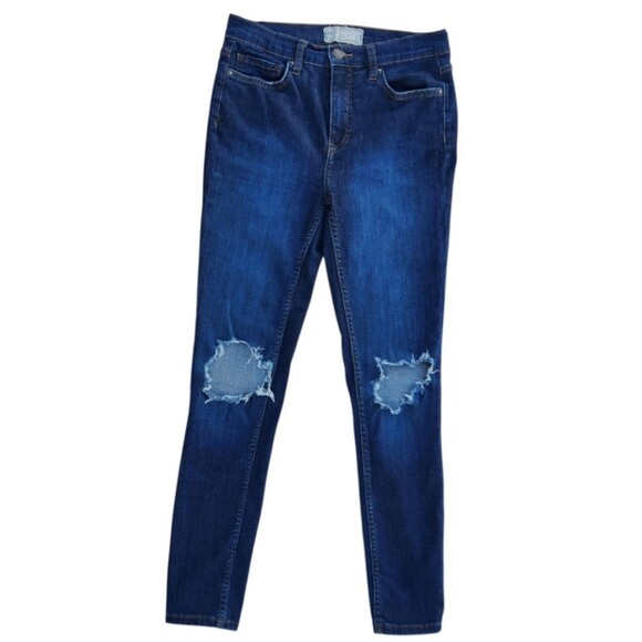 Free People Women Pants Busted Distressed High Rise Skinny Blue Jeans Size 28 - Picture 4 of 16